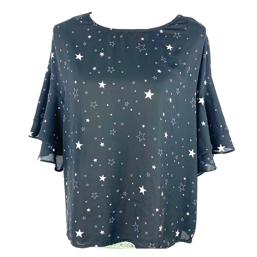Ana Star Detail Blouse with Bell Sleeves